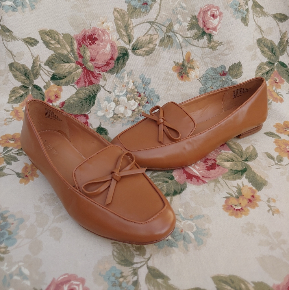 J. Crew Factory Women's Tan Loafers With Bow Detail Size 8.5 - Picture 15 of 16